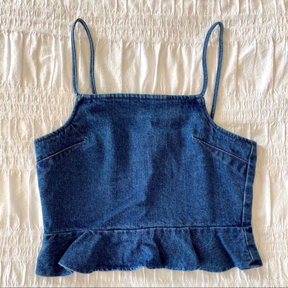 Fitted Denim Cropped Top